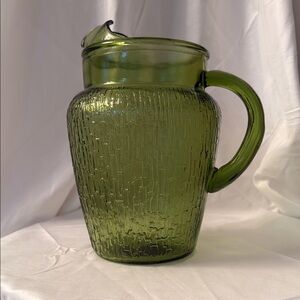 Green Textured Glass Pitcher